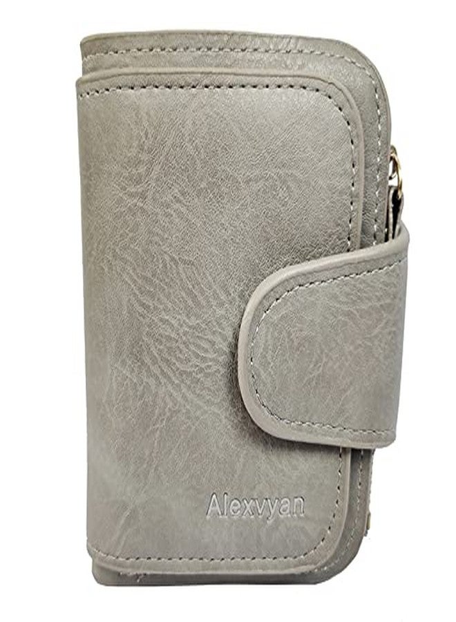 أليكسفيان محفظة صغيرة نسائية من أليكسفيان، حقيبة يد نسائية، محفظة نسائية/سيدات/فتيات، حامل بطاقات، 3 جيوب (رمادي سادة) - Image 3